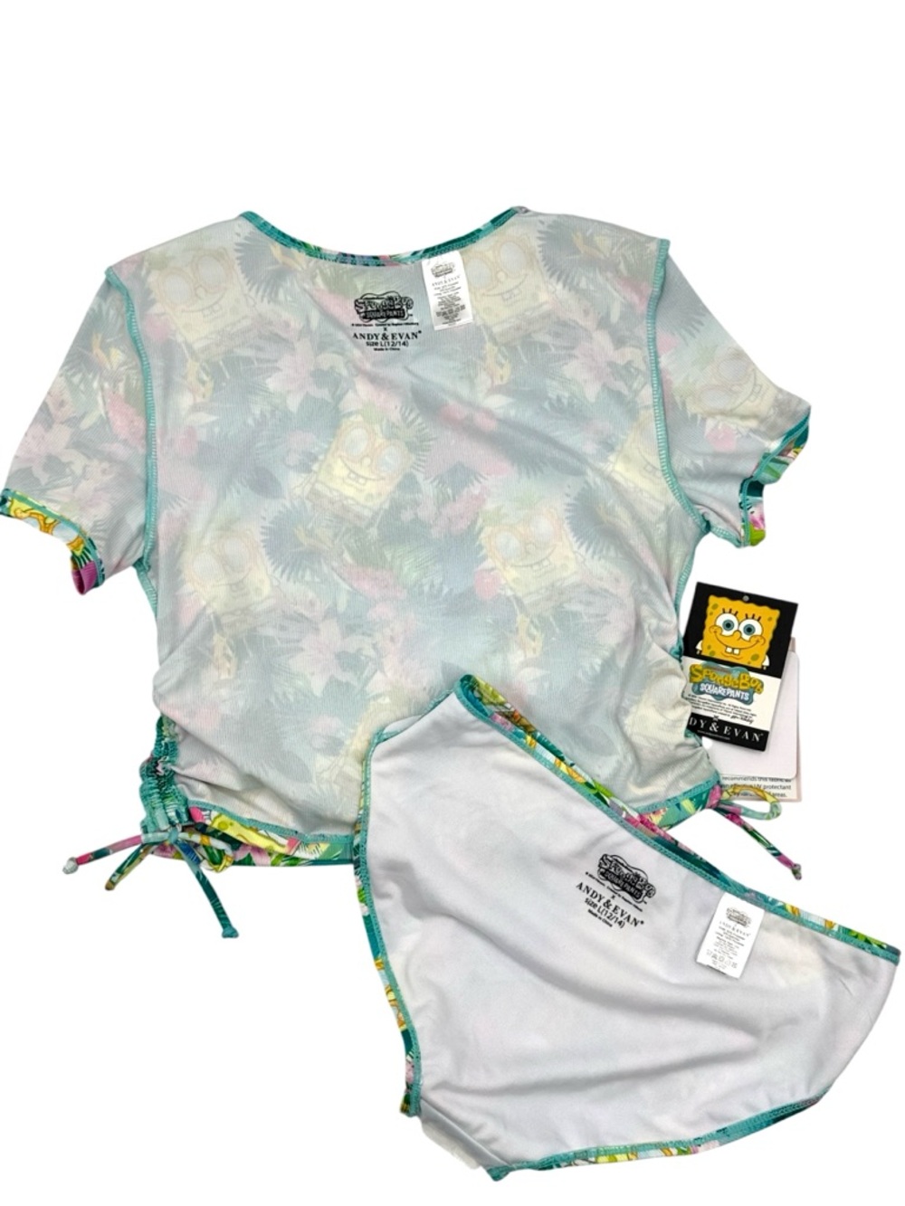 Andy & Evan x SpongeBob SquarePants Tropical Rash Guard Set - Size L (12/14) - Picture 4 of 16
